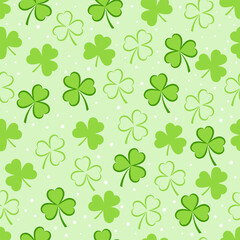 St. Patrick's Day clover shamrock leaf seamless pattern.