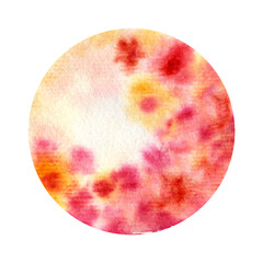 Obraz premium Watercolor circle with abstract flowers. Isolated on white background. Warm colors. Good for design elements, backgrounds and other.