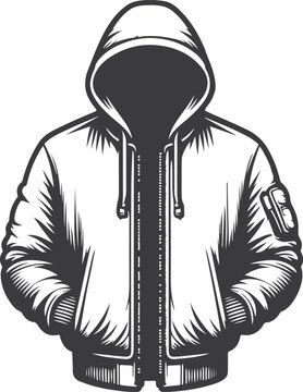recommend clip art: Bomber jacket Men's casual clothing technical sketch template.