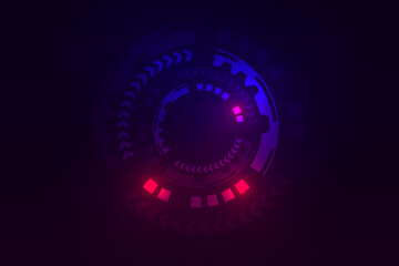 Futuristic technology abstract background. Neon light portal, light lines.