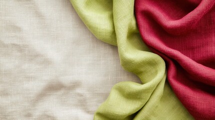 Fototapeta premium Interwoven Red, Green, And Cream Fabrics In Harmony.