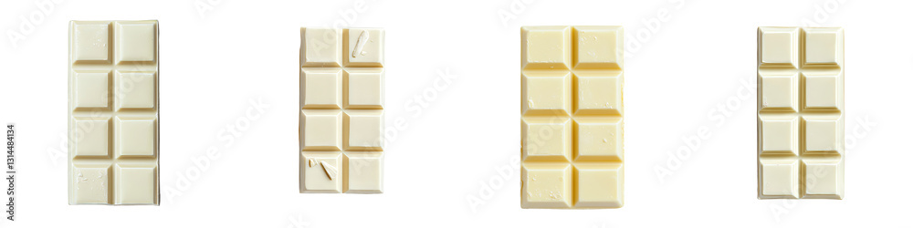 Poster the illustration is a 3d depiction of a smaller white chocolate bar, divided into squares, with a gl