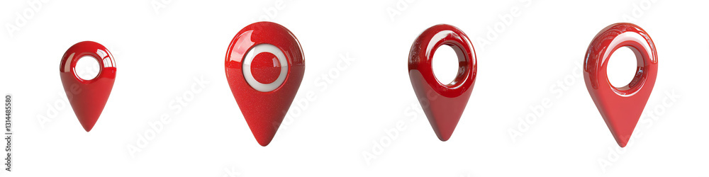Aufkleber A sleek red 3D pin icon with a central hole, designed with modern navigation and map-based services in mind, is provided as a png file with a transparent background for easy integration