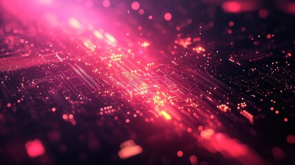 Glowing Digital Circuits in a Sea of Vibrant Crimson