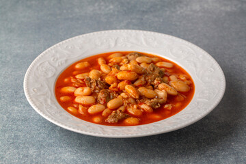 Turkish foods; dried bean, Beans with minced meat (kuru fasulye)