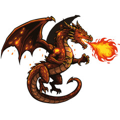 A fierce red dragon breathing fire, showcasing its powerful presence and mythical essence.