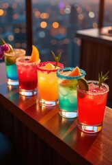 unique beverage compositions displaying vibrant colors creative presentations promotional use, refreshment, drink, cocktail, smoothie, juice, flavor