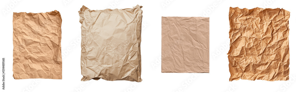 Poster Brown paper with a crinkled texture and scalloped edges has a rustic, vintage appearance, making it well-suited for use in design and crafting projects, isolated against a transparent background in