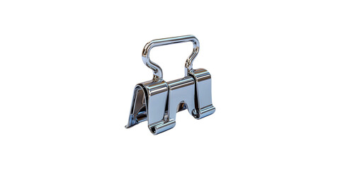 Metallic binder clip isolated on transparent background