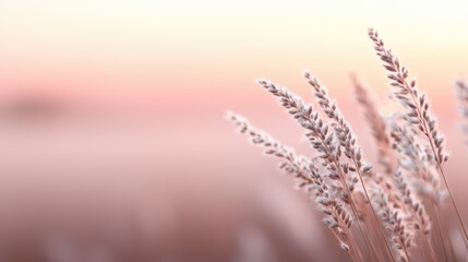 Fototapeta premium Soft pastel grasses swaying in a gentle breeze at dawn
