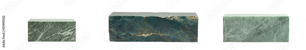 Poster featuring a smooth surface and natural veins, this green marble block displays organic patterns and 