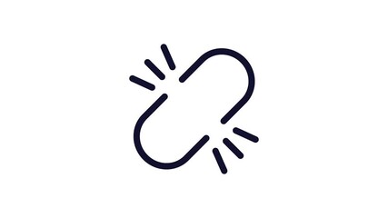 Minimalist solid-style link and unlink icon animation with smooth motion and seamless loop. Ideal for connection status, network linking, attachment management, and Ul elements