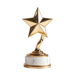 Gold Star Award Trophy isolated on transparent background