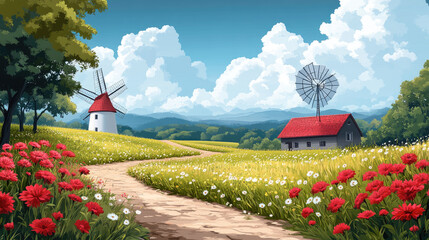 Vector illustrations that combine a variety of styles.