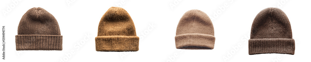 Poster the beanie in question is an orange, wool, winter accessory with a ribbed texture and a folded brim,