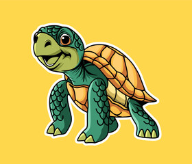 Vector image of a cute and smiling turtle, suitable for education or children's stories