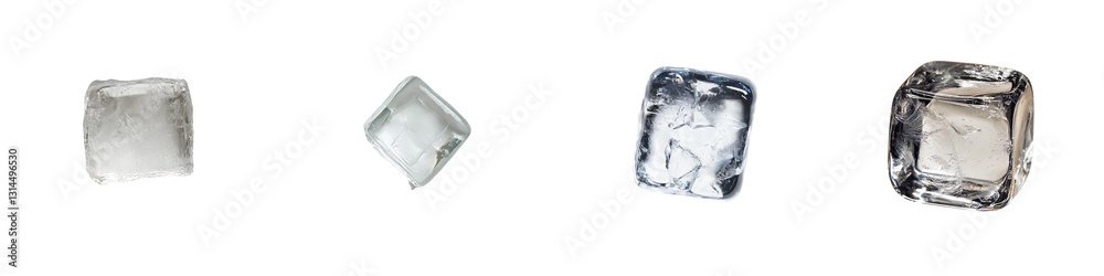 Poster Intricately patterned angular ice block, isolated on a transparent background, representing freshness, purity, and coldness, perfect for a wide range of design uses, in png