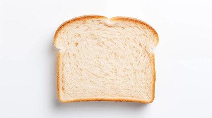 Single Slice White Bread Top View Isolated White Background