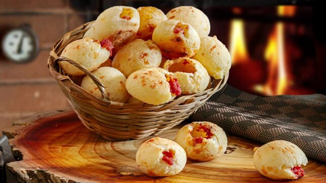 cheese bread with coffee, pao de queijo