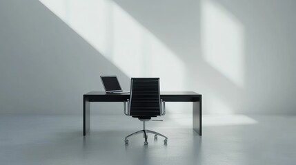 Empty Office Desk, Sunlight, Modern Workspace, Interior Shot, For Stock