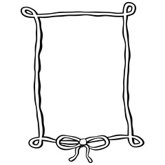Coquette ribbon frame whimsical hand drown outline