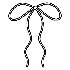 Coquette ribbon whimsical hand drown outline