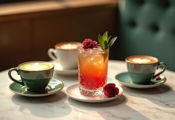 elegant beverage pairing showcasing unique cups refined design visual aesthetics stylish presentation, drink, tea, coffee, wine, glass, mug, style, serve