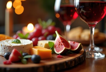 close views culinary ingredients accompanied wine warm inviting atmosphere focus color texture, ambient, setting, gourmet, aroma, rustic, table, glass
