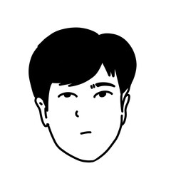 illustration of face with expression, simple line art. black and white