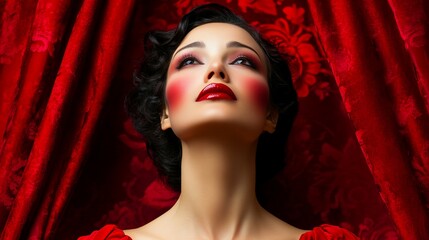 Red Draped Beauty, Upward Gaze