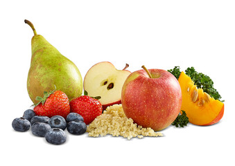 fruits and berries on transparent background 