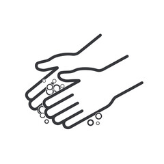 Isolated outline pictogram : handwashing with soap, cleanliness and health by preventing germs and hygiene habit