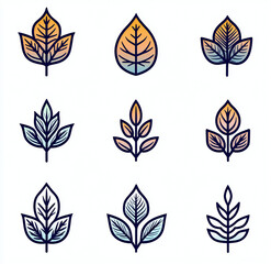 Leafy Line Icons Set: Minimalist Botanical Design for Web, Mobile & App Development