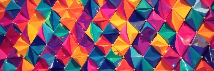 Fototapeta premium Seamless geometric pattern with colorful hexagons and triangles, geometric, abstract