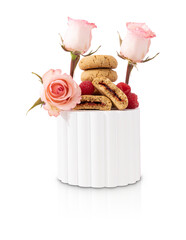 chocolate cake with cherry rose 