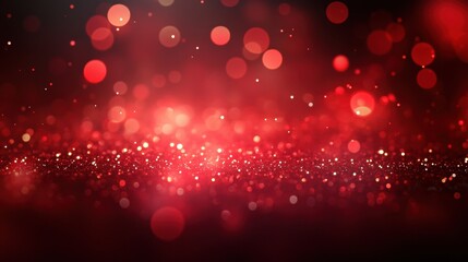 Sparkling ruby red glitter dust on dark background creating a magical and festive atmosphere for holiday celebrations and romantic events