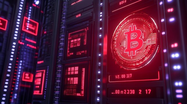 Bitcoin Mining Server Room Glow