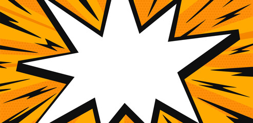 Obraz premium Comic blank explosion speech bubbles in pop art style. Abstract creative vector illustration halftone book design.