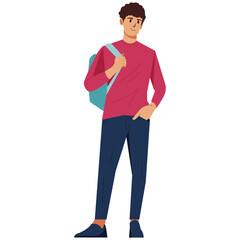 Casual Young Man with Backpack