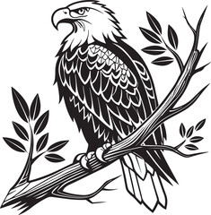 Fototapeta premium Bald Eagle bird silhouette vector illustration
