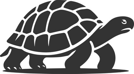 A tortoise walking slowly with its head slightly raised vector silhouette animal design
