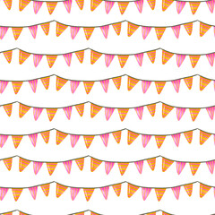 Obraz premium Triangle garland seamless pattern. Endless pattern for holidays. Hand drawn