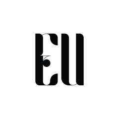 EU monogram logo design letter text name symbol monochrome logotype alphabet character simple logo
