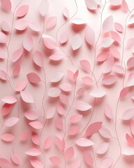 Obraz premium Delicate pink leaves on soft pink background create a gentle and calming botanical pattern ideal for feminine designs and romantic themes