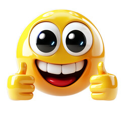 3D Smiling Emoji Character Giving Thumbs Up isolated on transparent background,Happy Cartoon Face,emoticon face icon in sunglasses giving a thumbs up cartoon,Happy Yellow Emoji Giving Thumbs Up,path