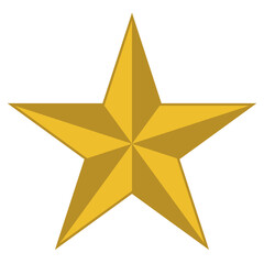 golden star shape symbol, vector illustration of five pointed star