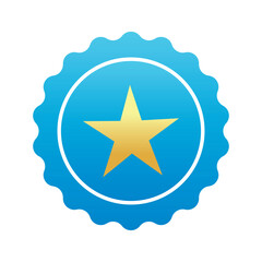 Quality guarantee blue stamp with Gold star Vector icon isolated on white background. Business sticker isolated on white background illustration. Award, winner, trophy, top quality, promotion concept.