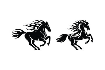 Running Horse Silhouette Vector Illustration Wild Mustang Clipart Design 