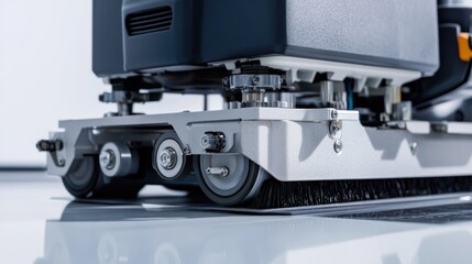 Industrial floor cleaning robot close-up