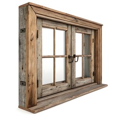 Obraz premium Vintage wooden window with shutters and decorative frame